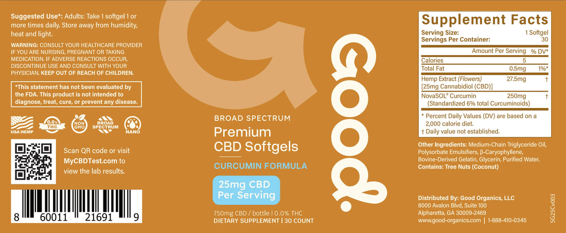 Broad Spectrum CBD Softgels with Curcumin