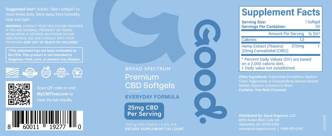 Broad Spectrum CBD Softgels Everyday Formula (25mg)