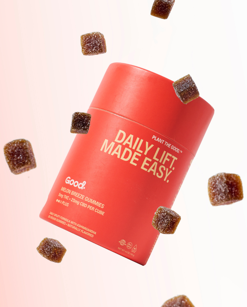 Daily Lift Plus 5mg THC + 25mg CBD gummies with Ashwagandha Lemon Balm and L-Theanine — Good Organics