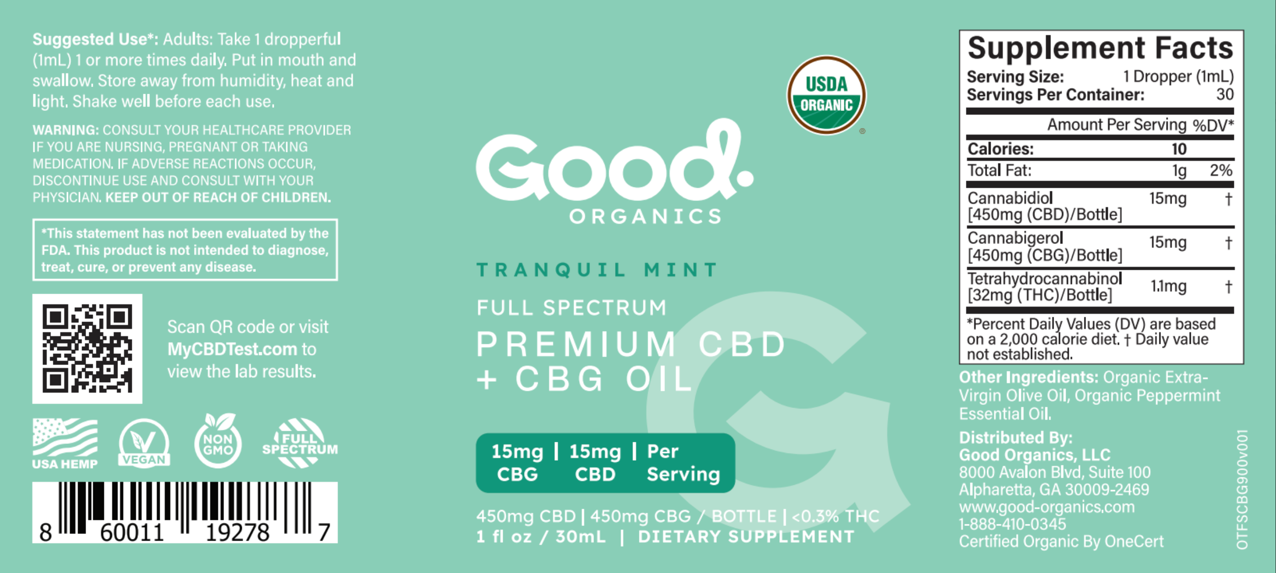 Organic CBD + CBG Tincture - Good Organics