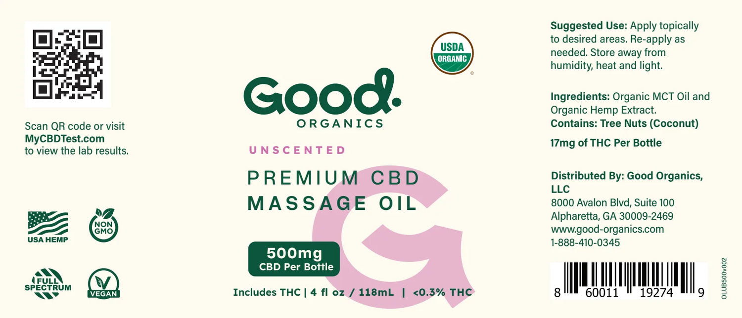 Organic CBD Massage Oil with THC
