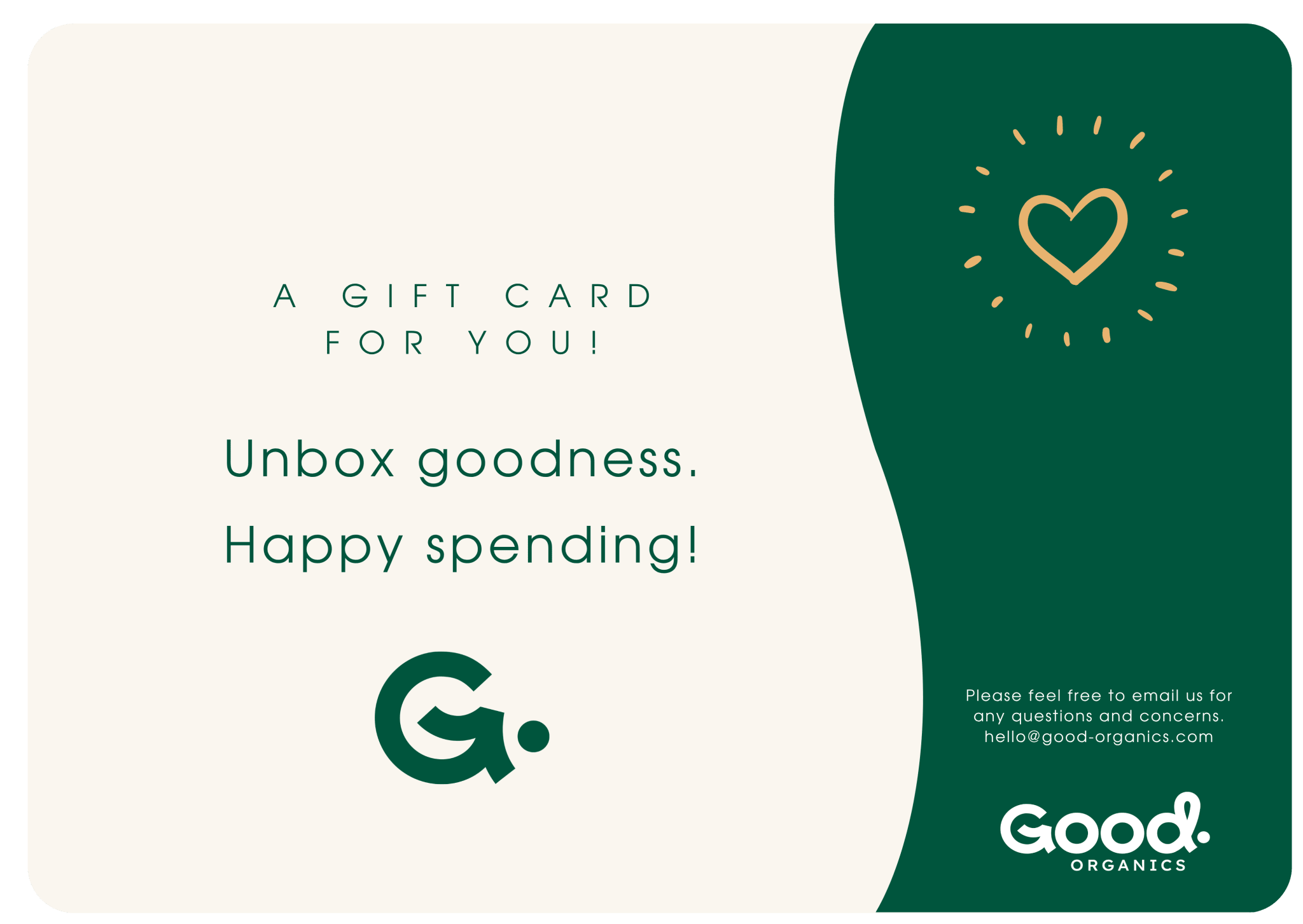 Good Organics e - Gift Card - Good Organics