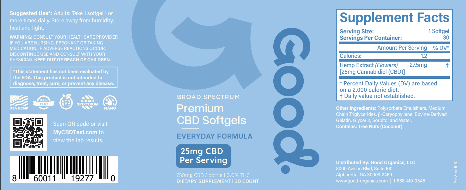 Elevate Formula CBD Softgels - 25mg