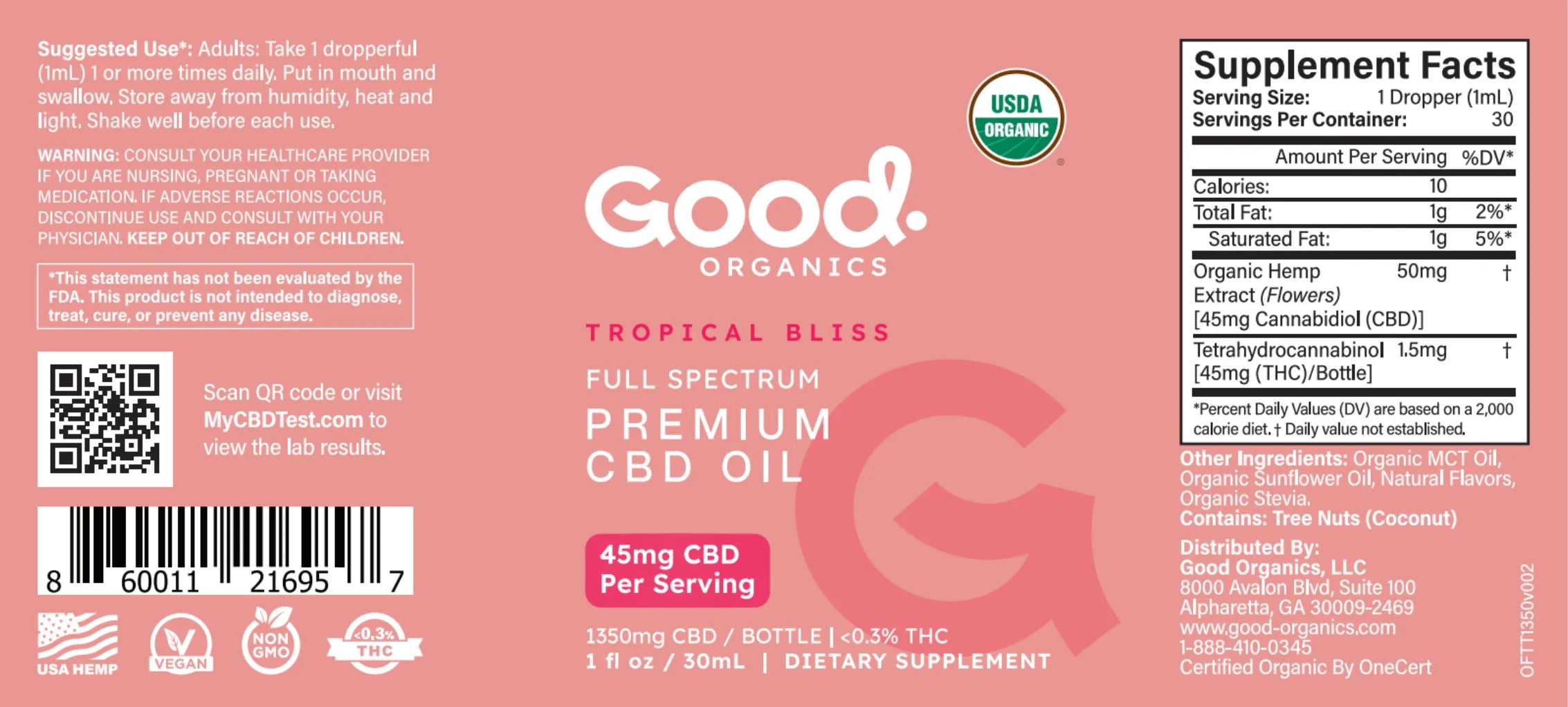 Tropical Bliss: Organic Full Spectrum CBD Tincture - Good Organics