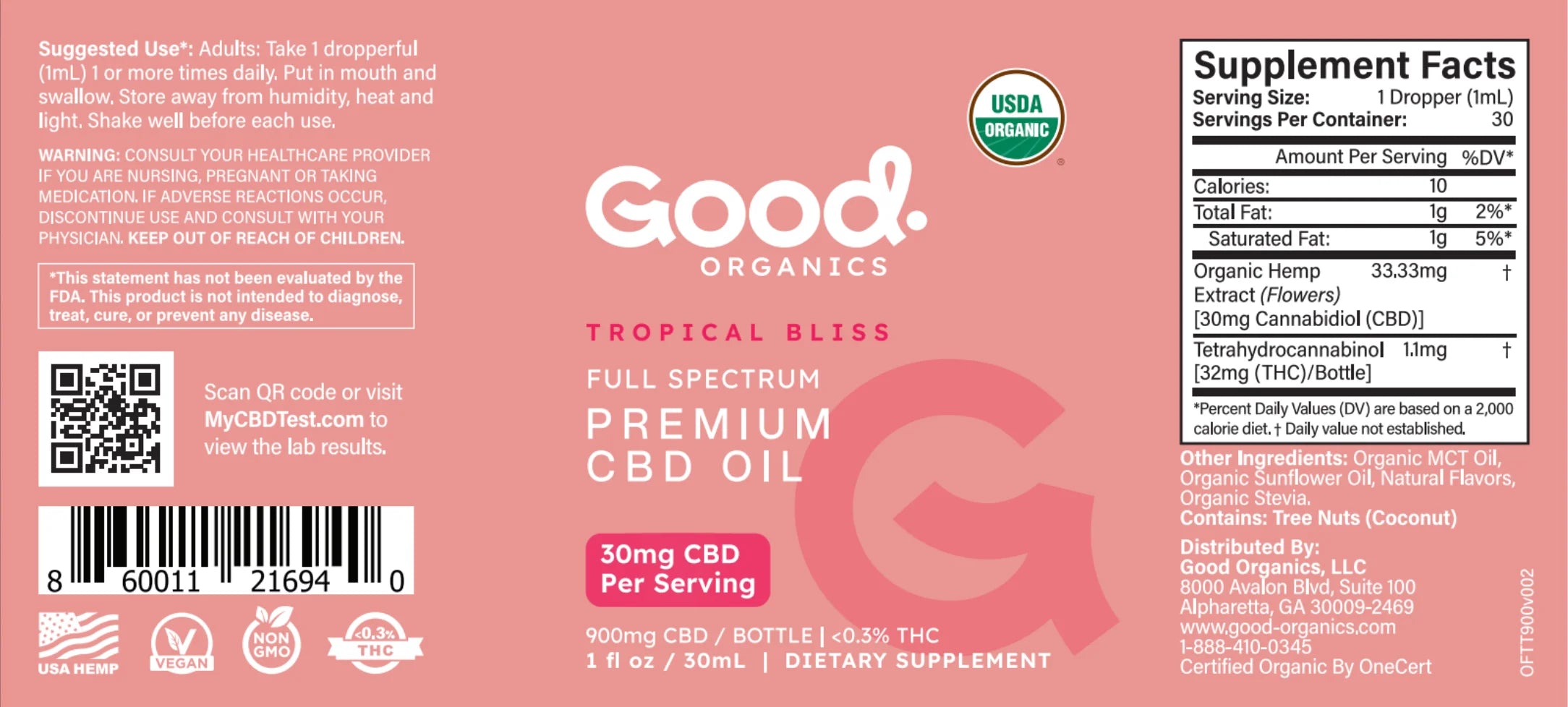 Tropical Bliss: Organic Full Spectrum CBD Tincture - Good Organics