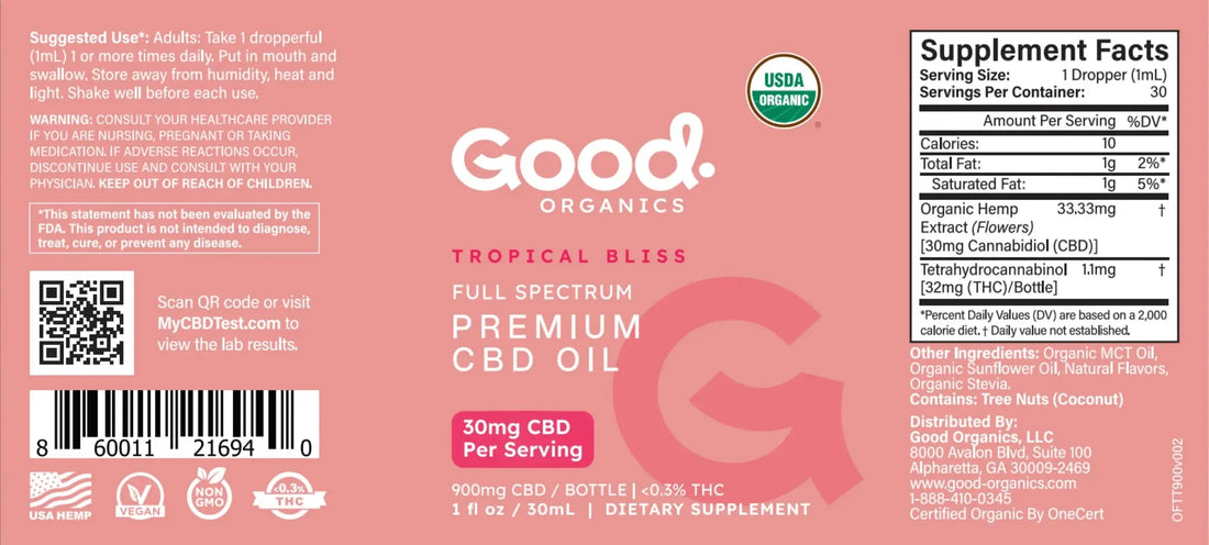 Tropical Bliss: Organic Full Spectrum CBD Tincture - Good Organics