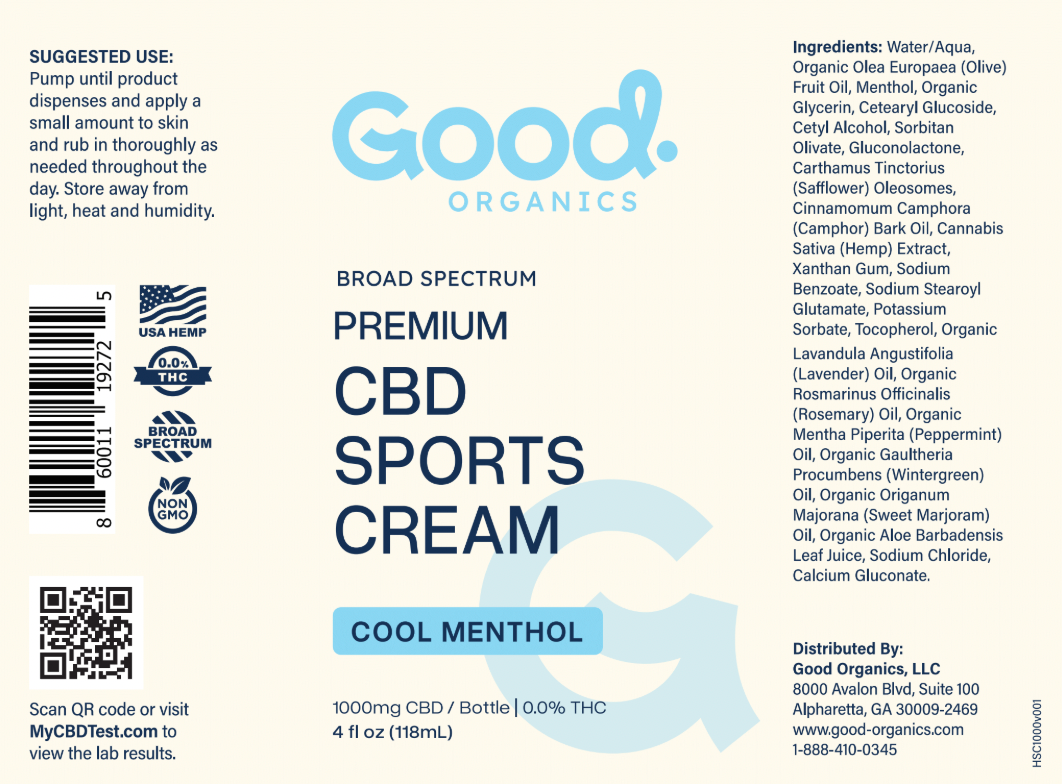 CBD Sports Cream with Menthol - 1000mg