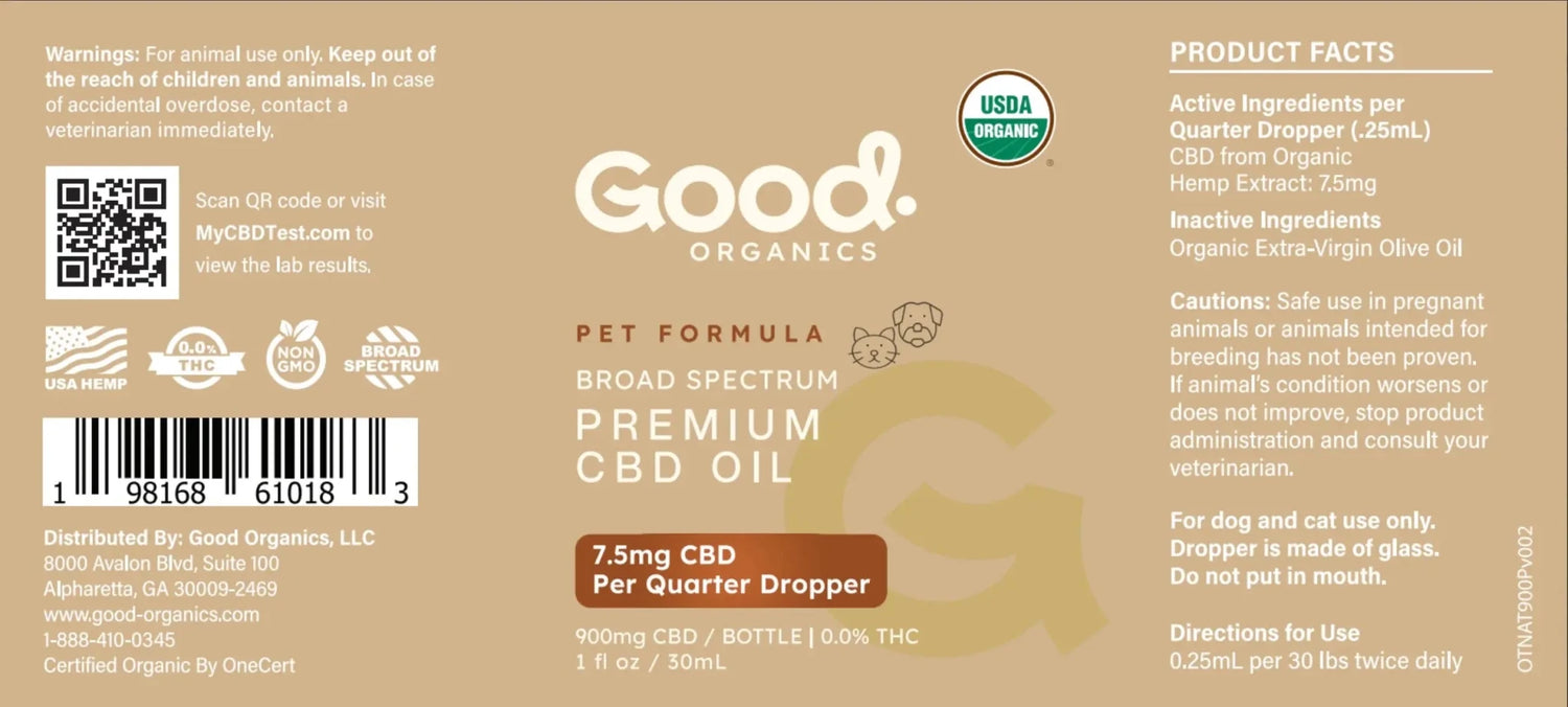 USDA ORGANIC CBD TINCTURE FOR DOGS, CATS &amp; PETS - Good OrganicsSpecialty Supplements